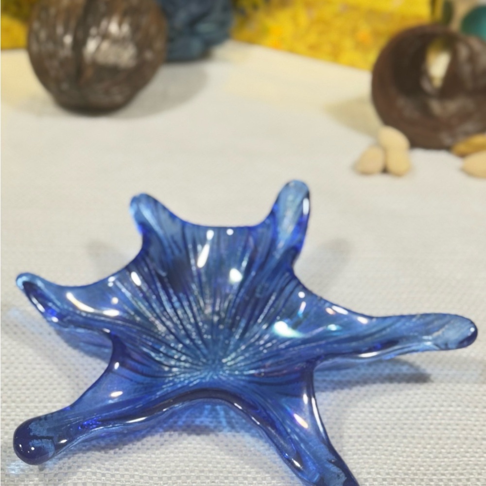 Blue Glass Starfish Art Piece